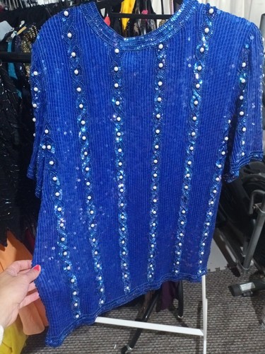Ladies blue vintage beaded - ladies,